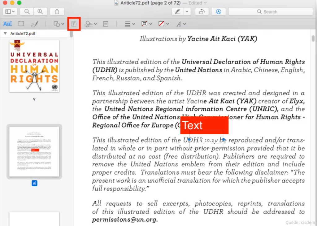 Mac Preview - PDF Textfeld einfügen - 2