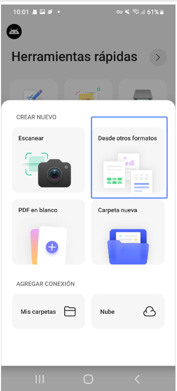 Convertir PPT a PDF con UPDF en android subir
