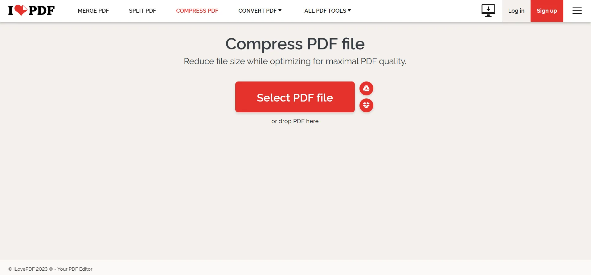 Abra iLovePDF y seleccione el archivo PDF
