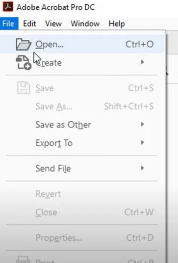 Klicke auf „Öffnen“ in adobe acrobat