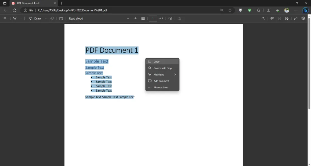 open pdf and copy content