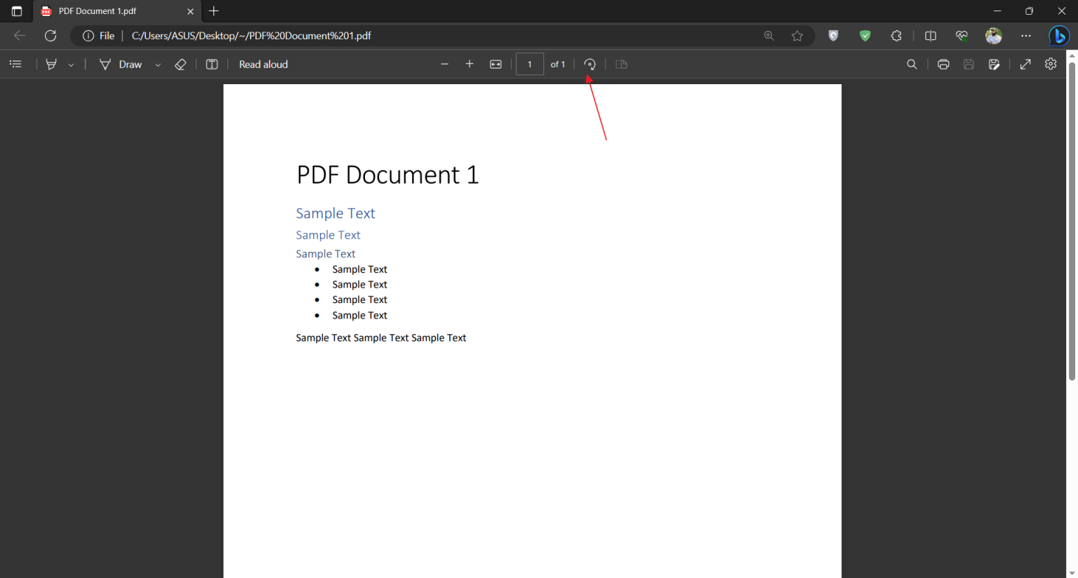 use the rotate button in edge's toolbar