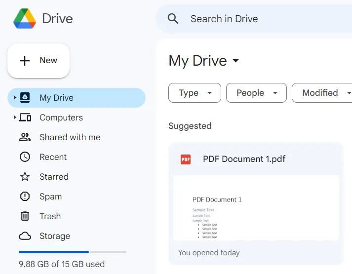 PDF in Google Drive öffnen