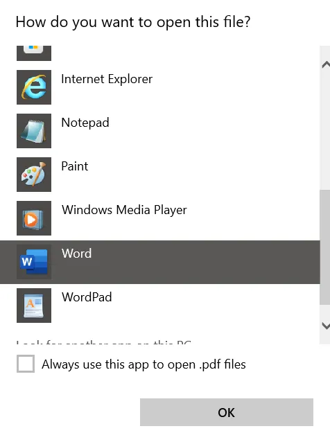 mit MS Word öffnen