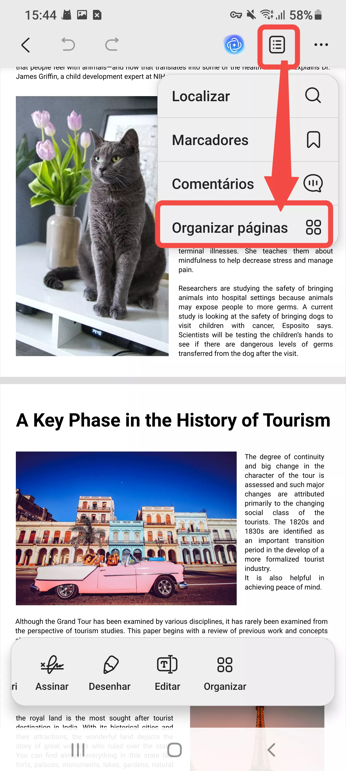 organizar páginas no android