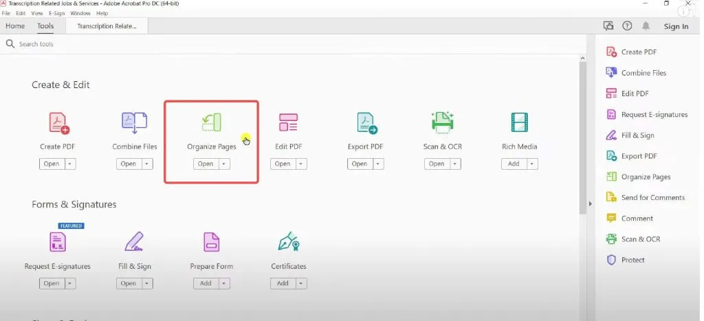 organize pages in adobe acrobat