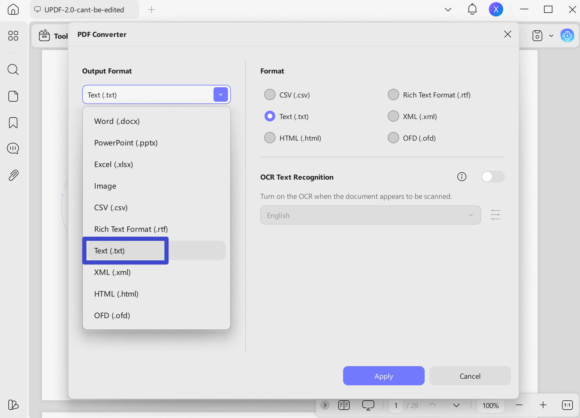 PDF to txt with UPDF