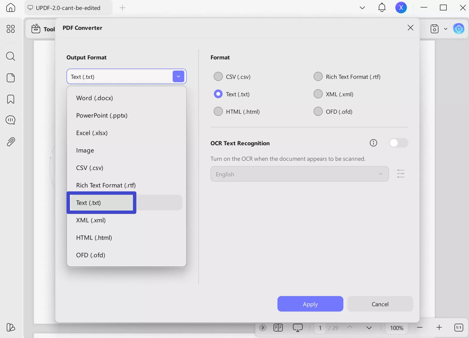 PDF to txt with UPDF