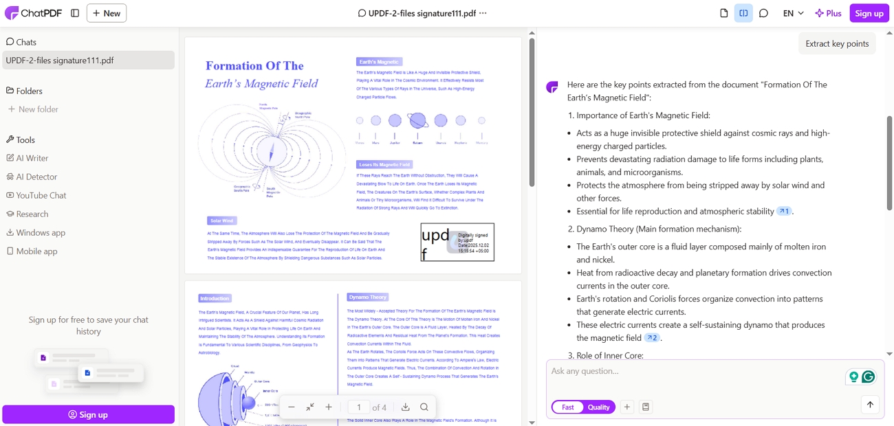 web only chatpdf tool summarize pdfs