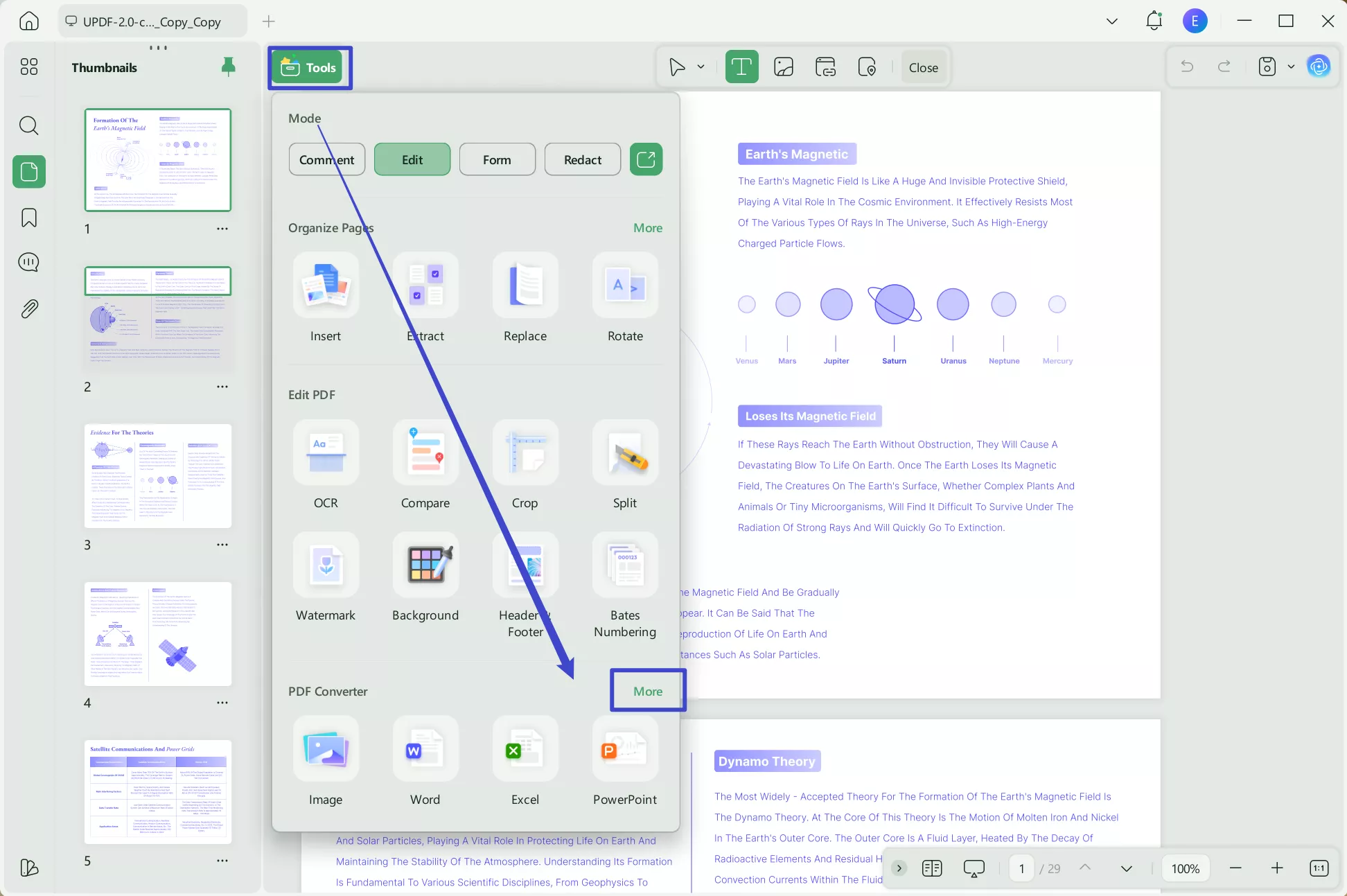 Export PDF to any format using UPDF