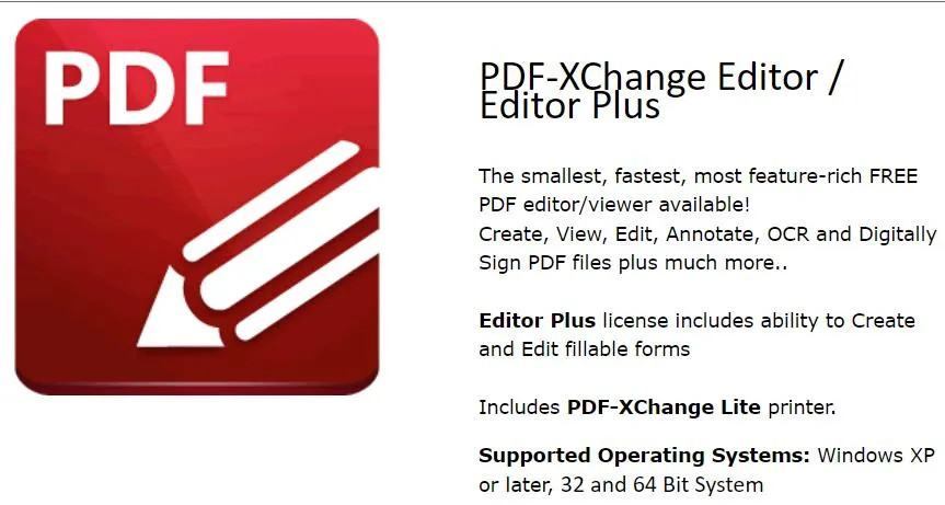 PDF Reader Windows PDF Xchange Editor