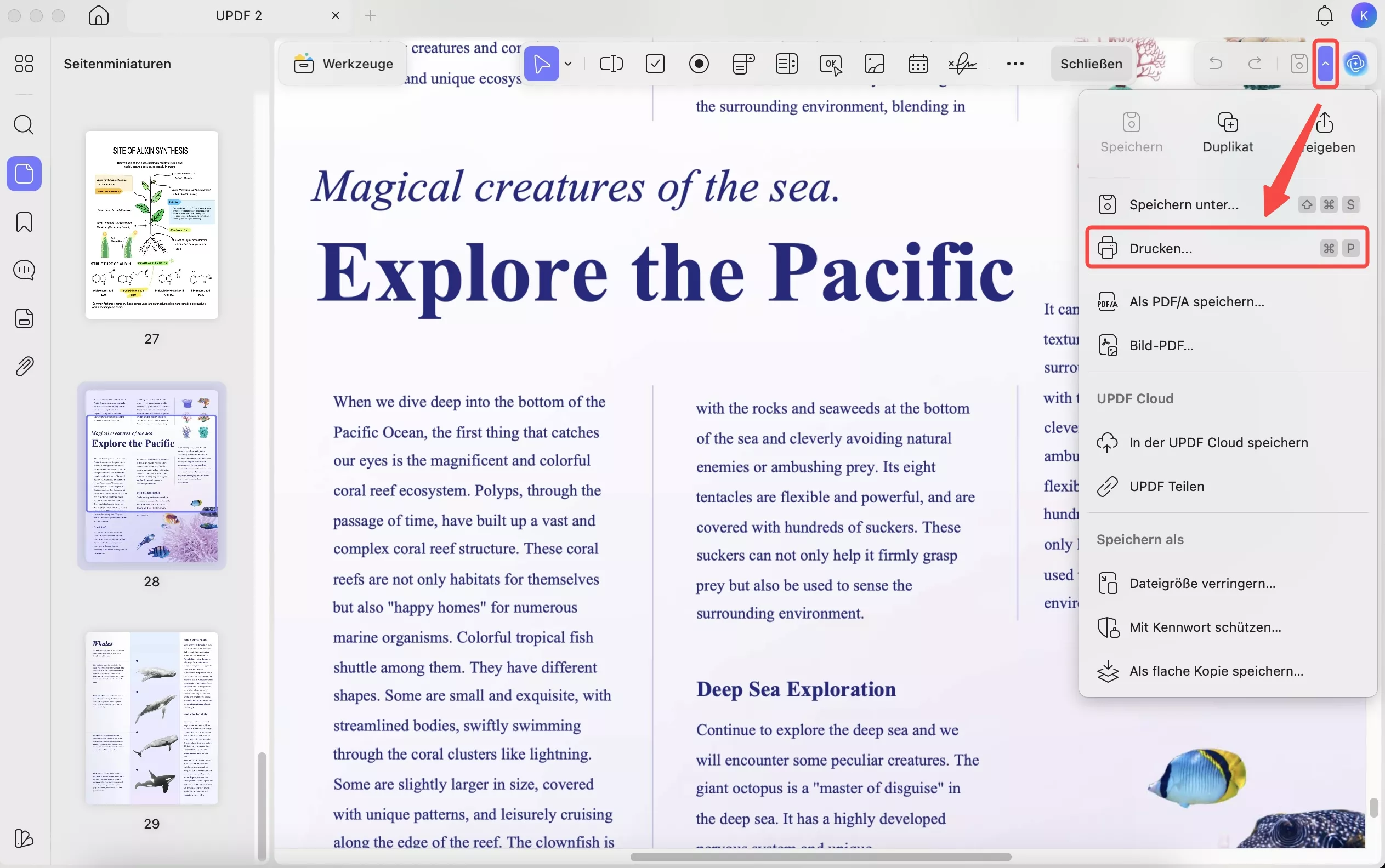 pdf auf mac mit updf drucken