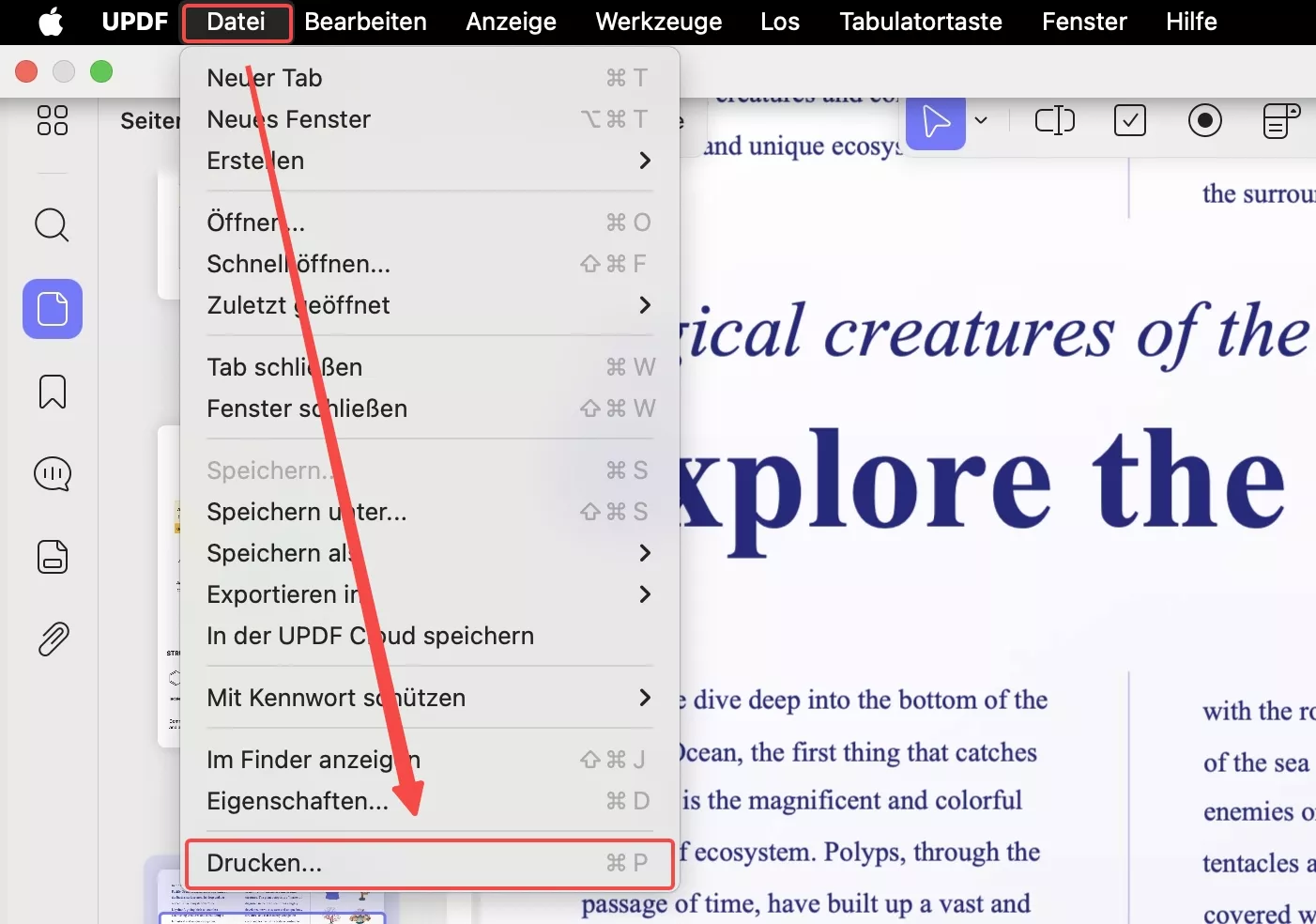 pdf drucken macos