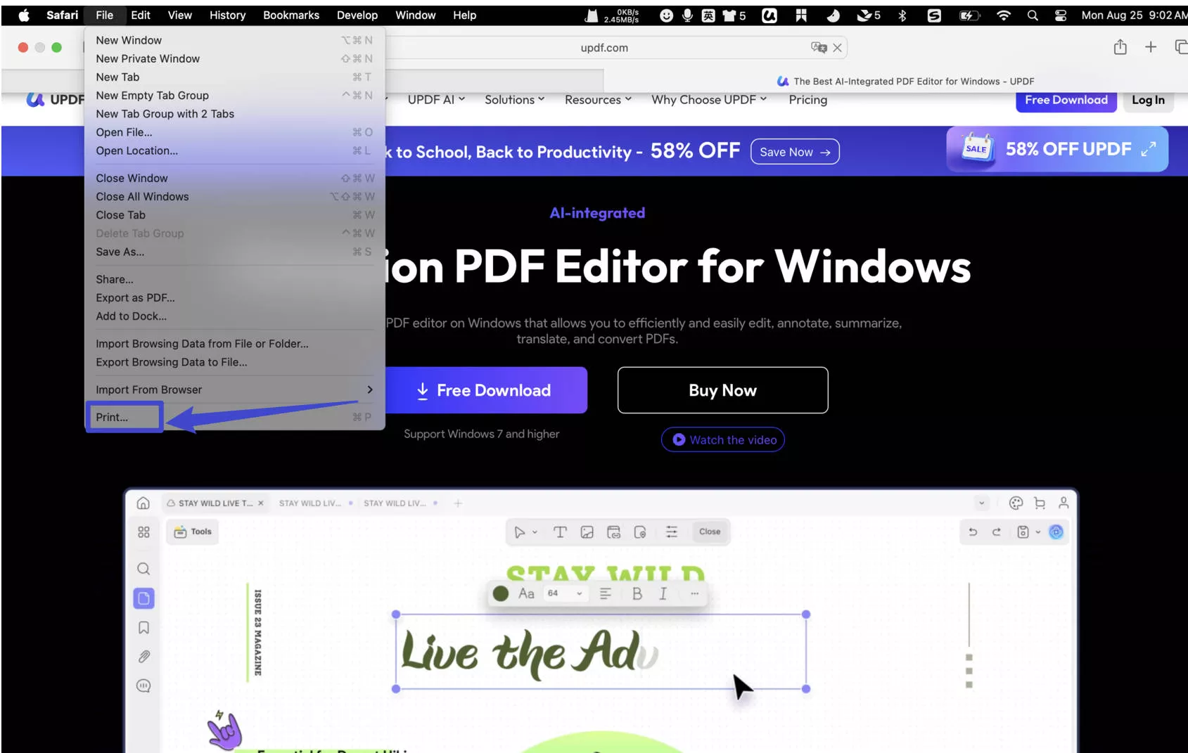 save webpages as pdfs on safari