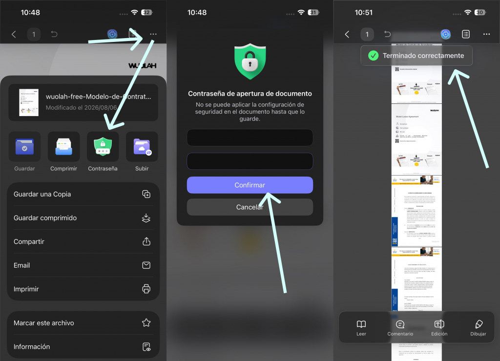 Añadir una contraseña de apertura a un PDF desde el móvil