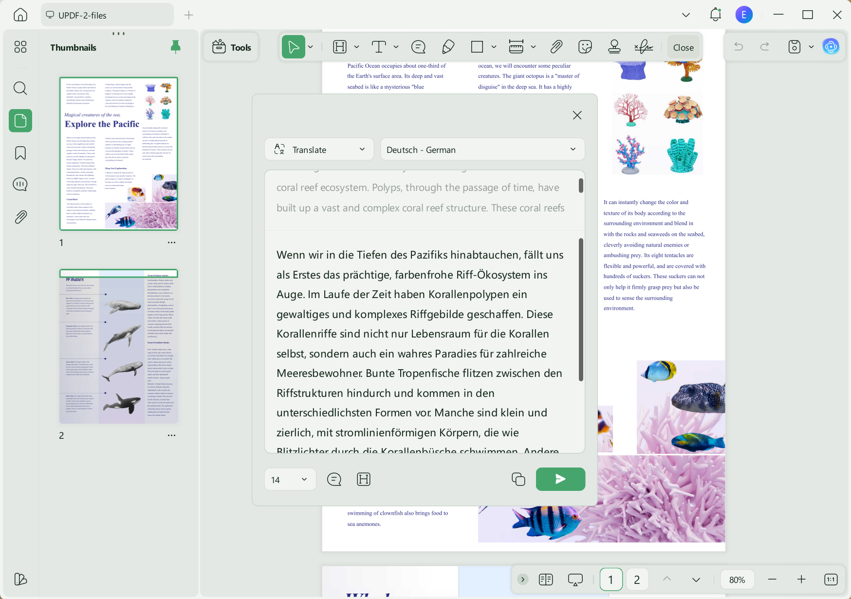 translate pdf from English to German