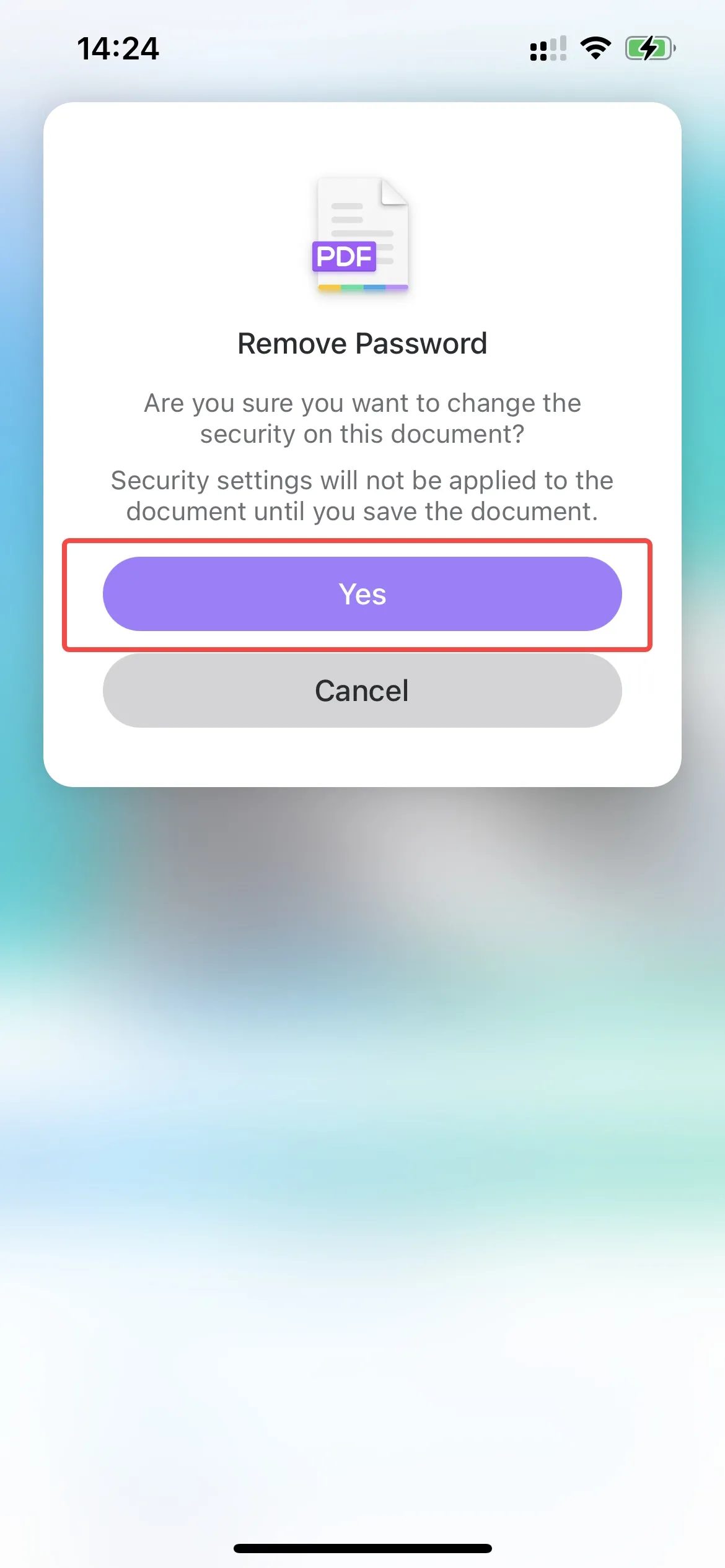 remove password from pdf ios