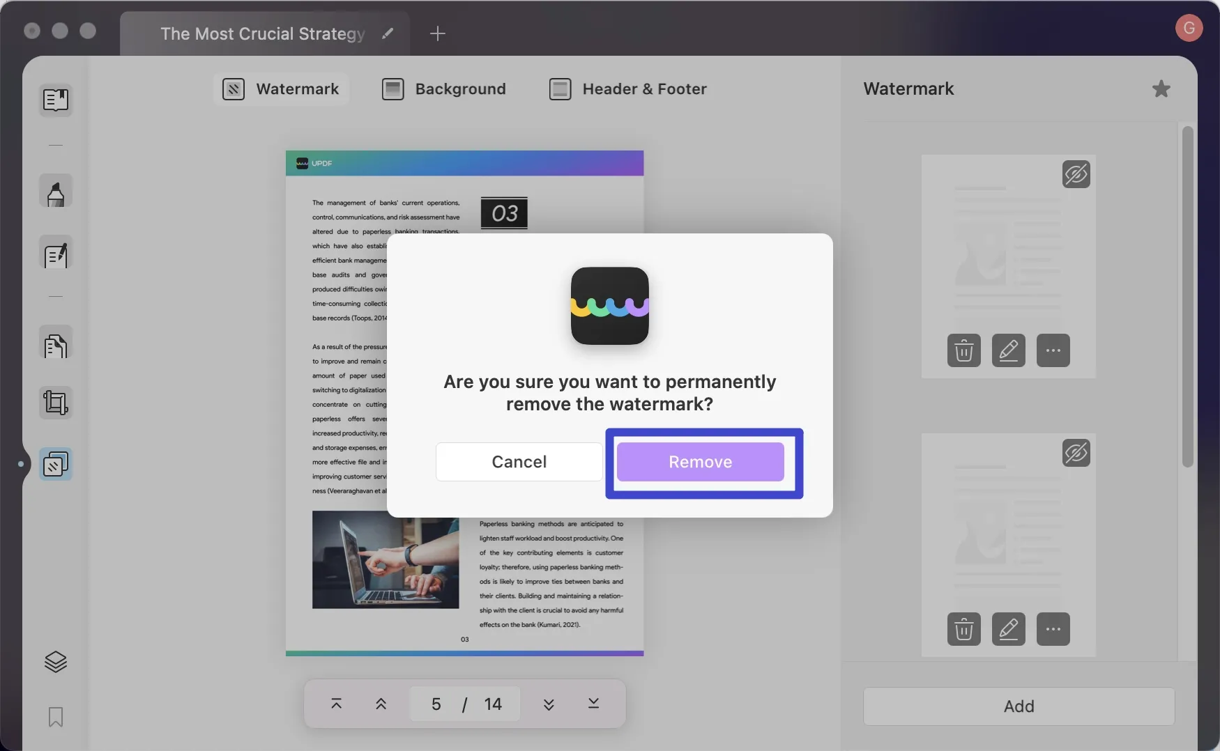 remove watermark from pdf mac comfirm