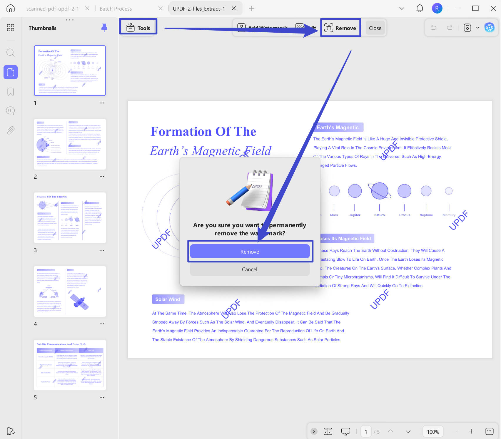 remove watermark from pdf updf windows