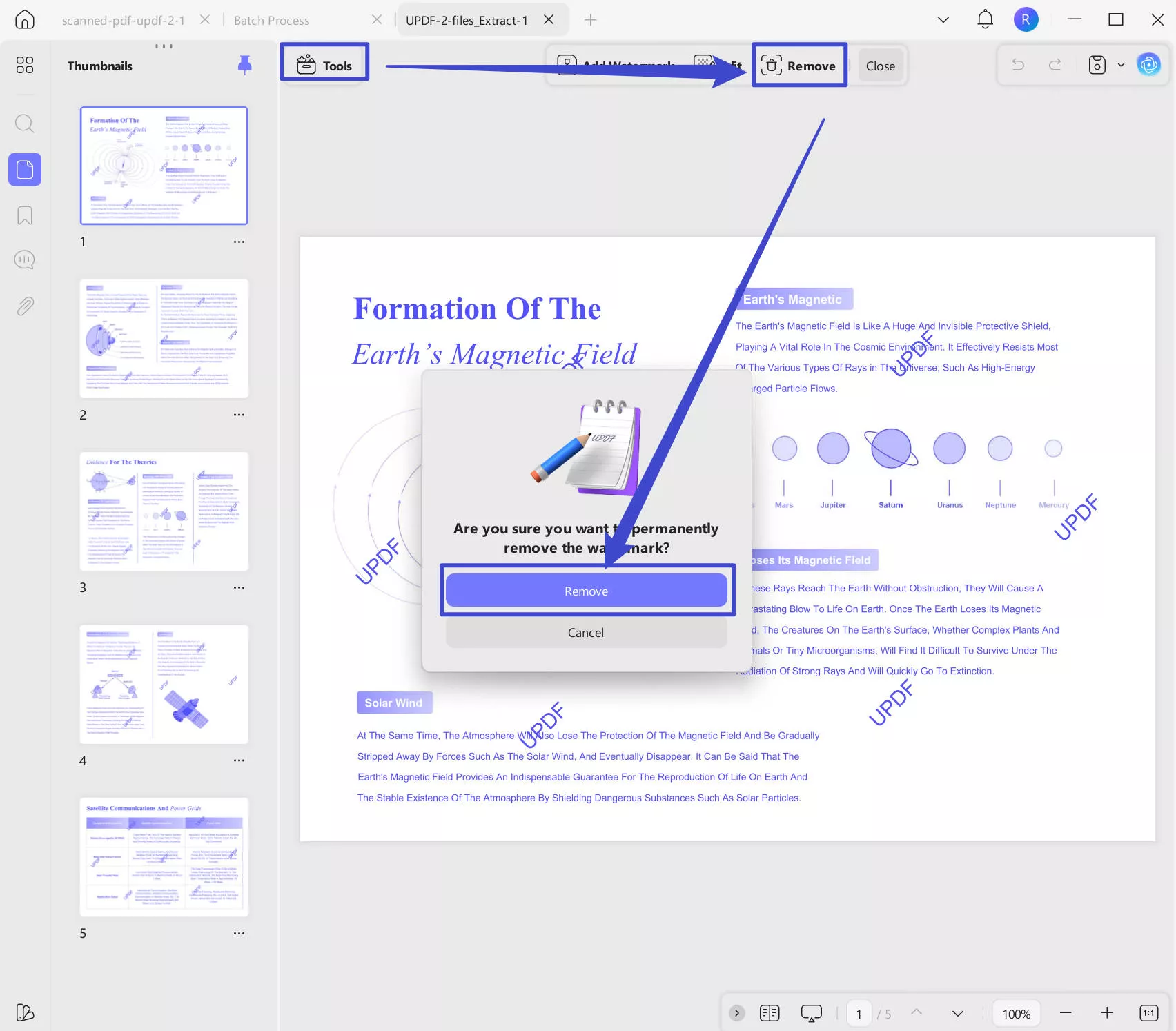 remove watermark from pdf updf windows