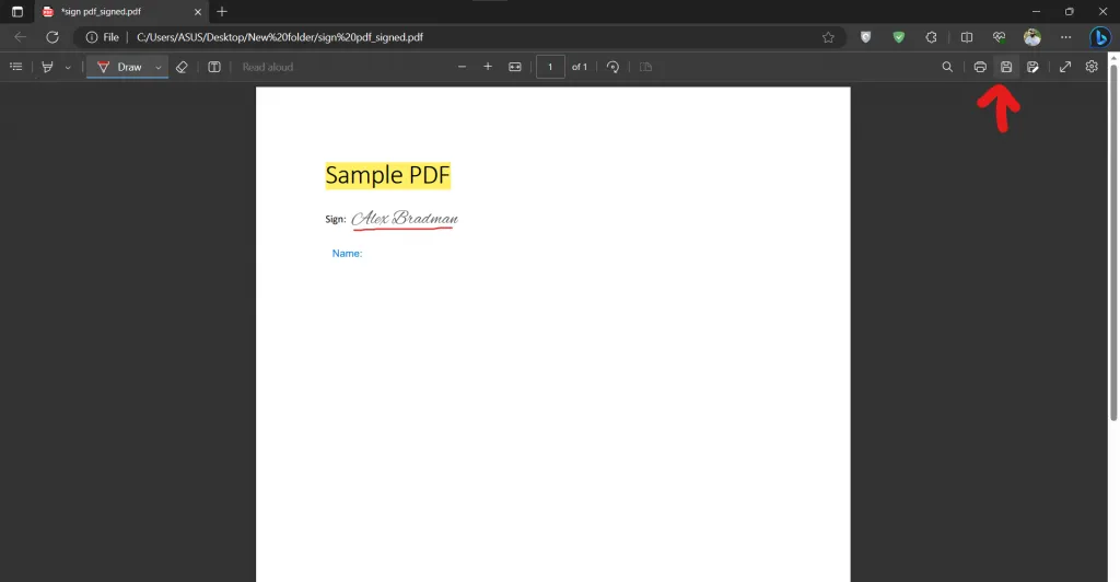 save annotated pdf in edge