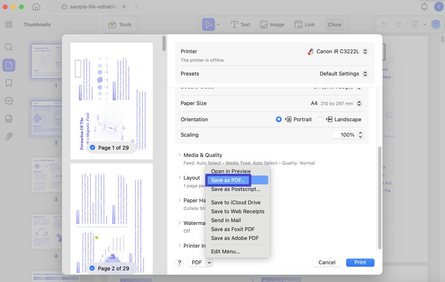 how to save only certain pages of a pdf mac print option