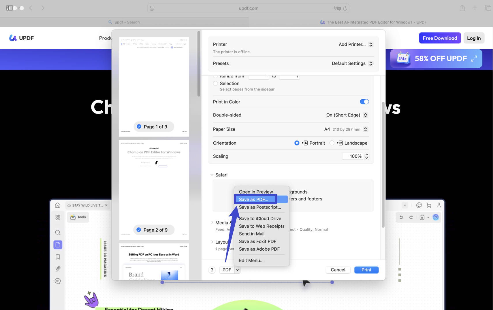 save webpages as pdfs on safari