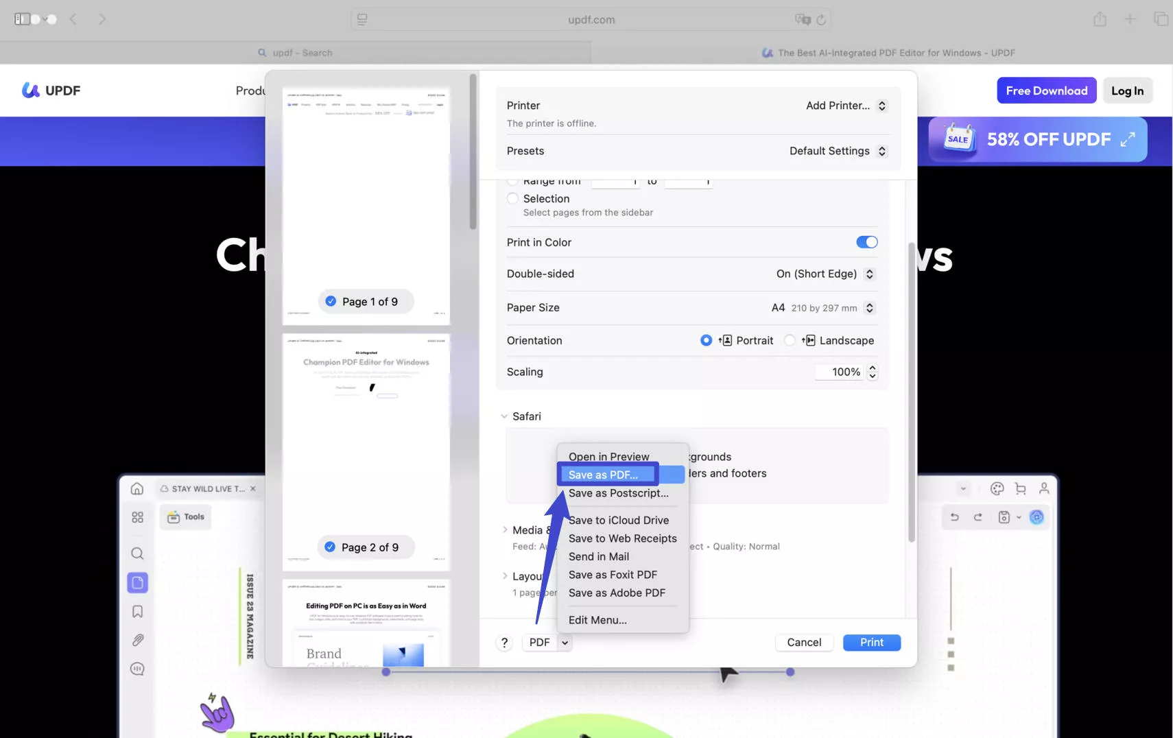 save webpages as pdfs on safari