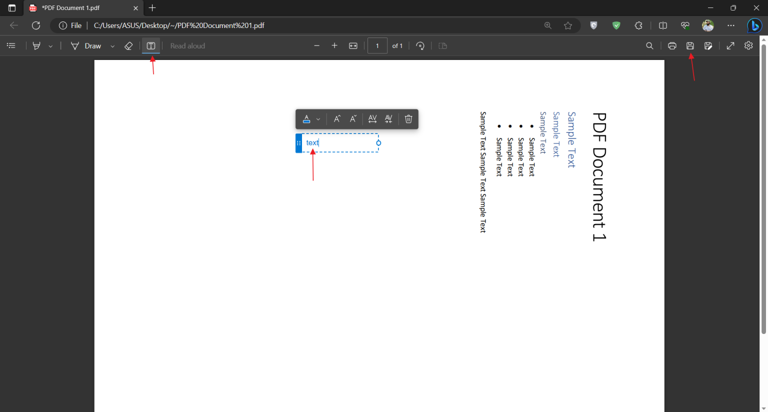 add text to save the rotation on edge