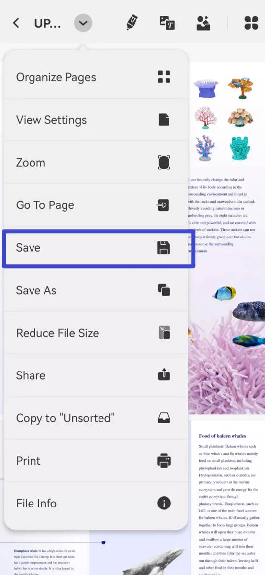 save updf android