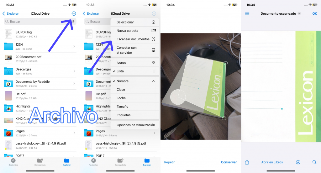 Escanear un documento y guardarlo como PDF en iphone en archivo