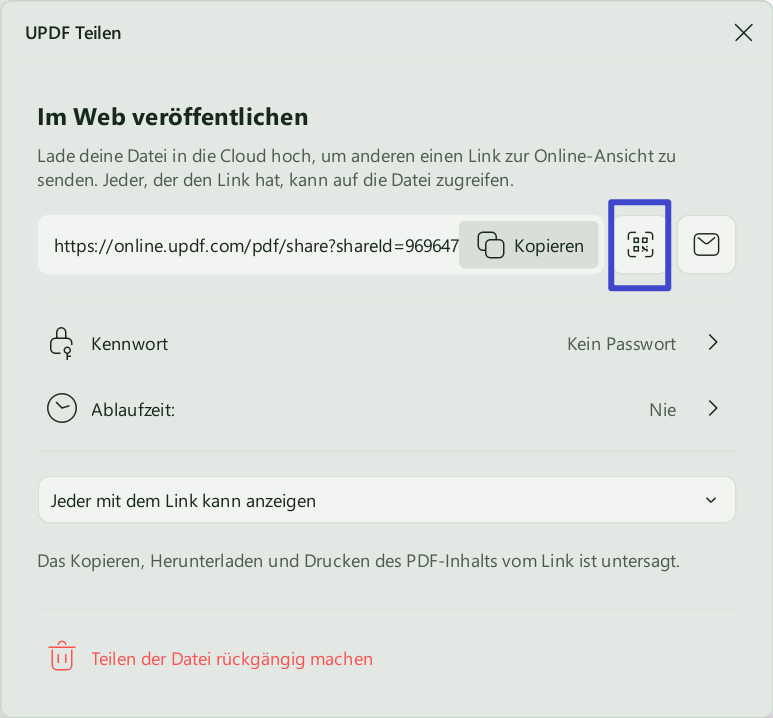 PDF per QR-Code teilen