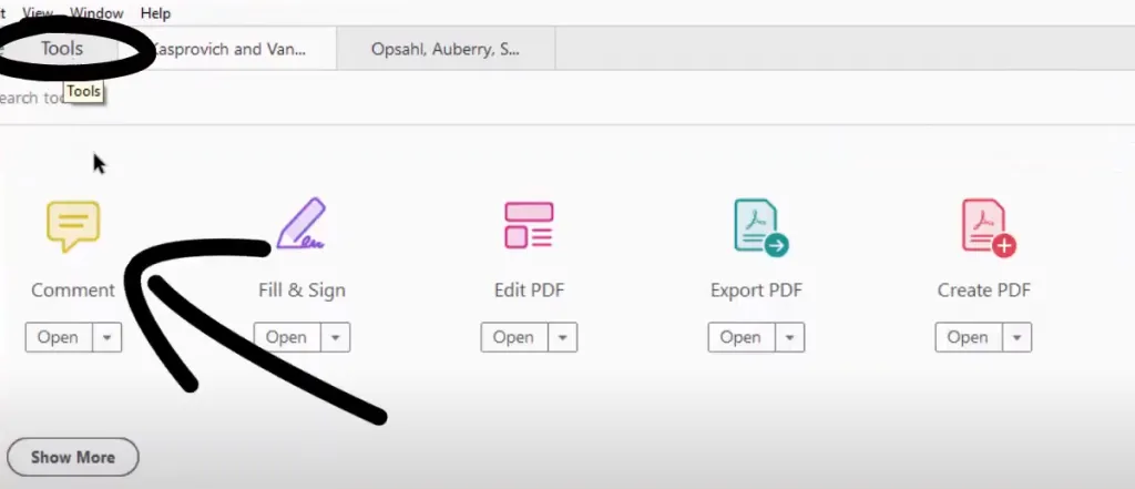 Select Comment in Tools in adobe acrobat