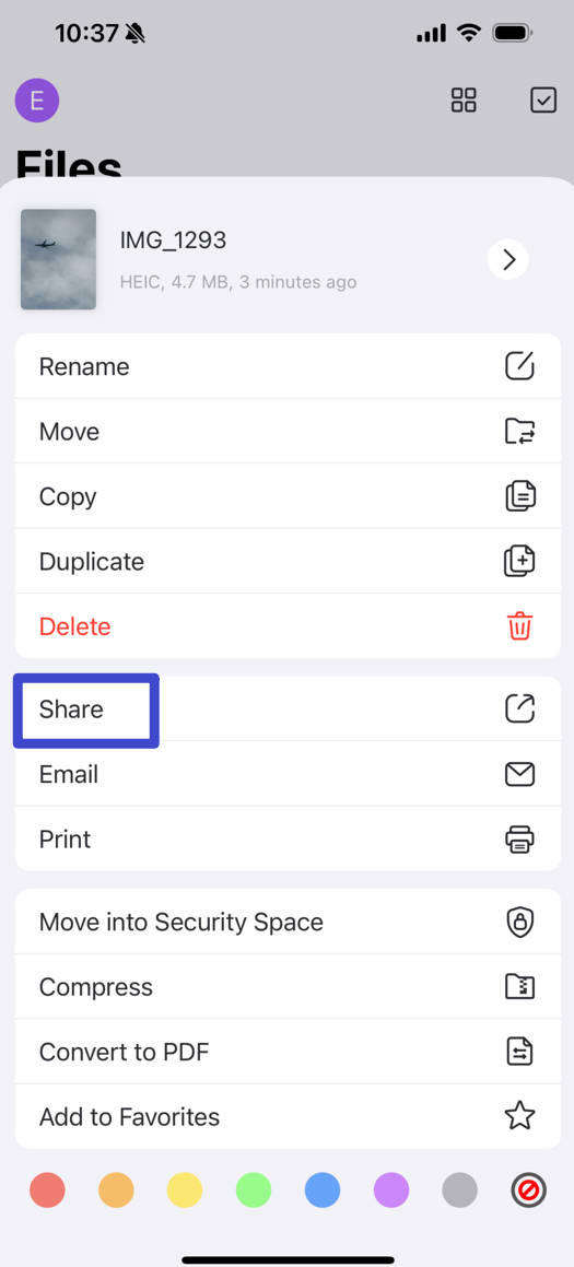 share the pdf on updf iphone