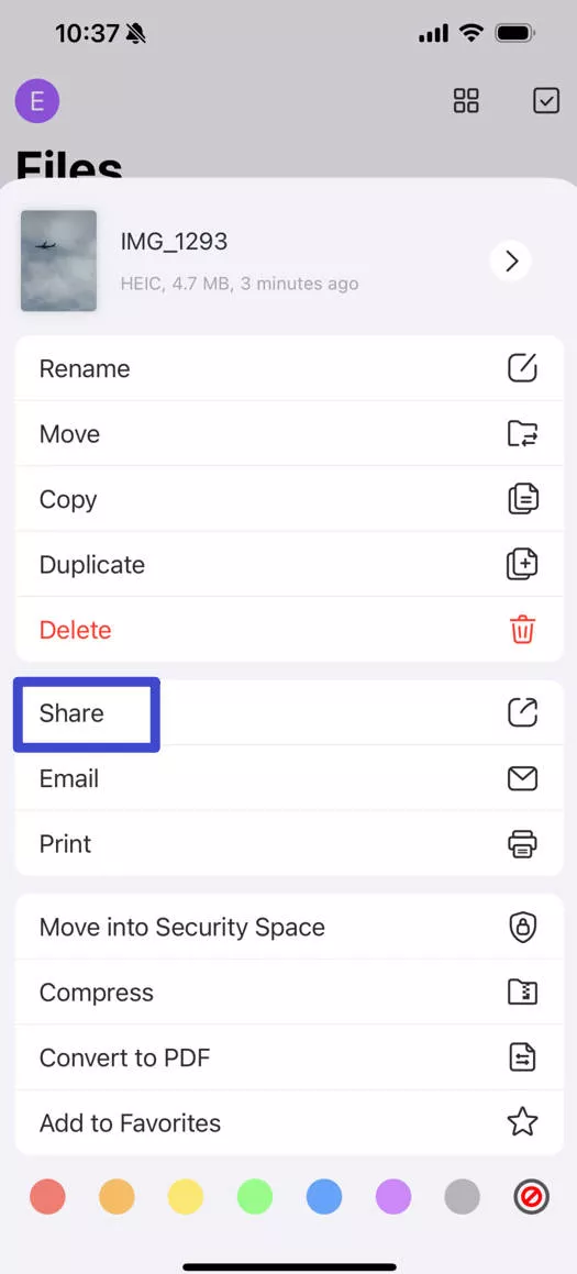 share the pdf on updf iphone