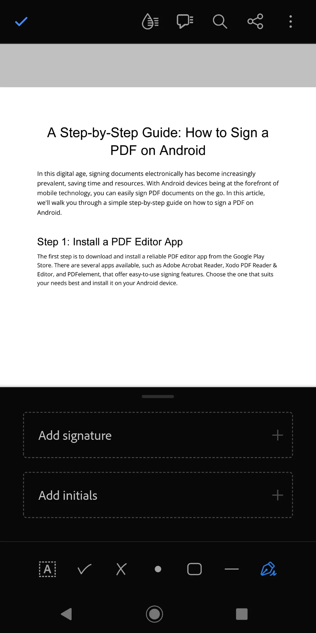 how to sign pdf document on android