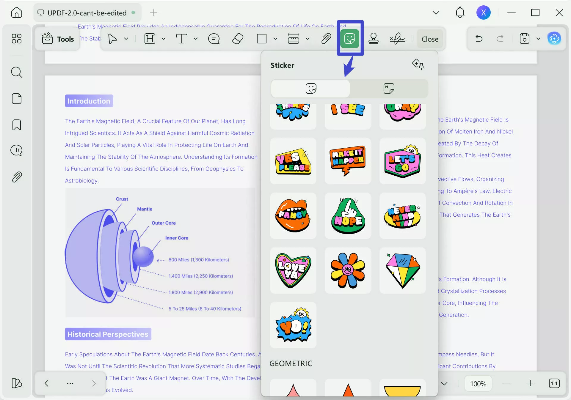 choose the sticker annotation