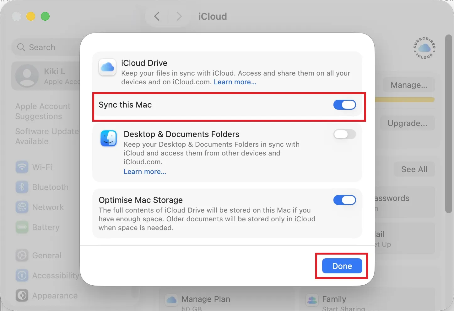 sync folders with icloud drive mac