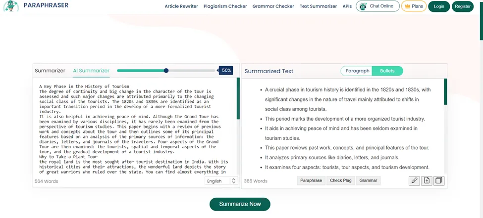 Résumez le paragraphe avec Paraphraser.io