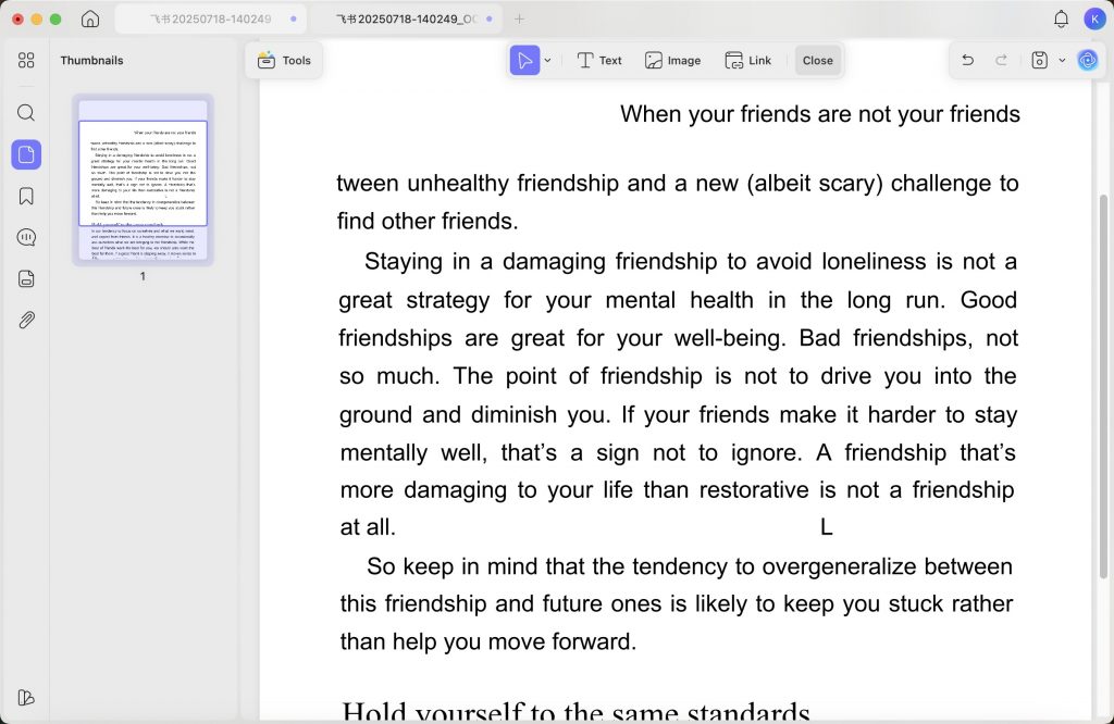 text without highlighting
