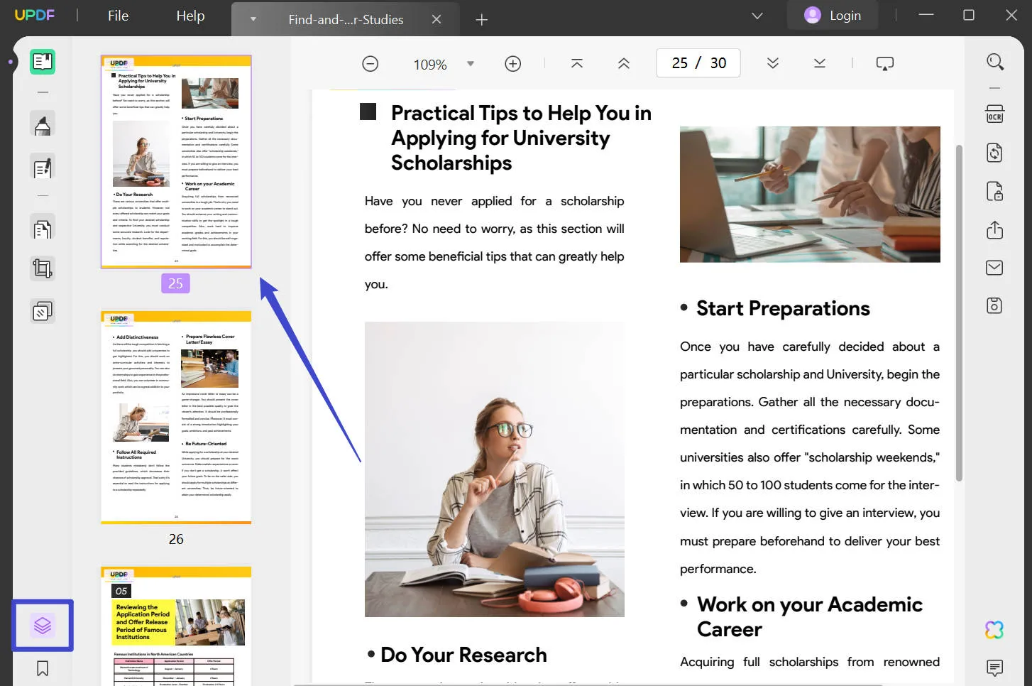Jump to Page in PDF using the Thumbnail