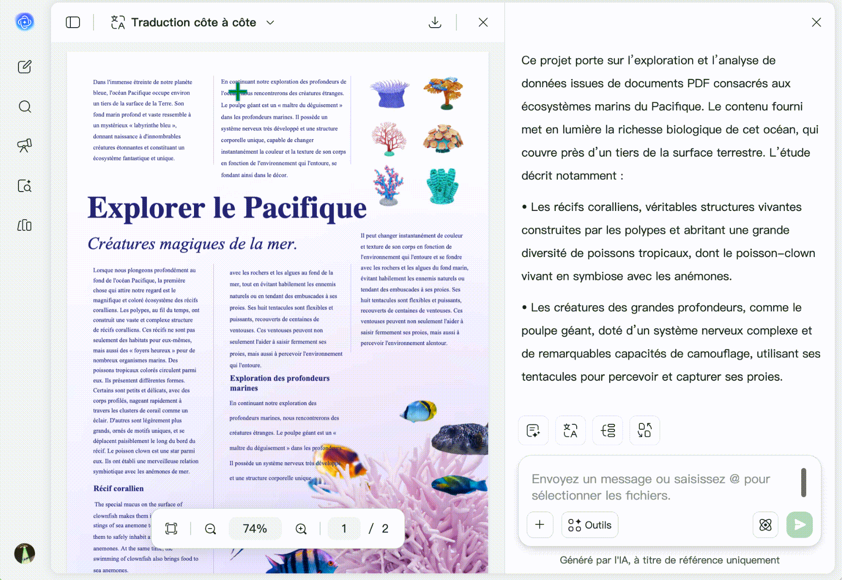 traduire un PDF en ligne avec une vue côte à côte