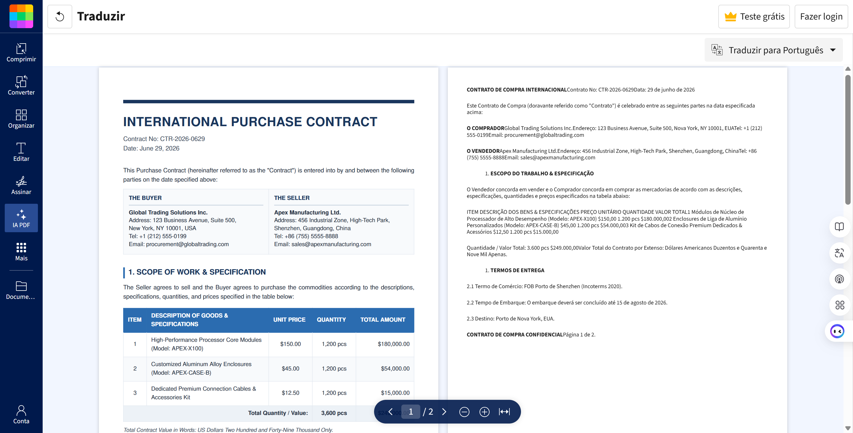 traduzir pdf com smallpdf