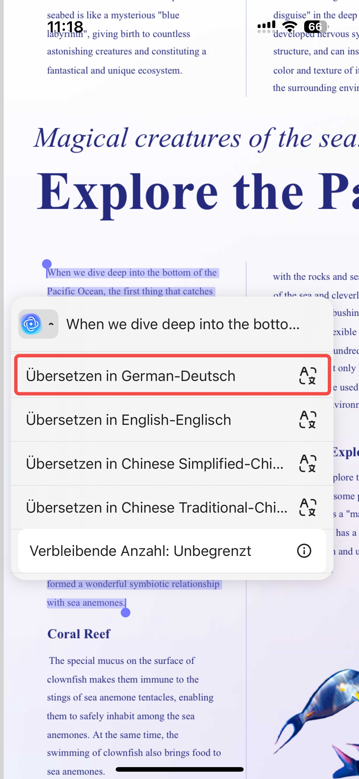 Übersetzen in