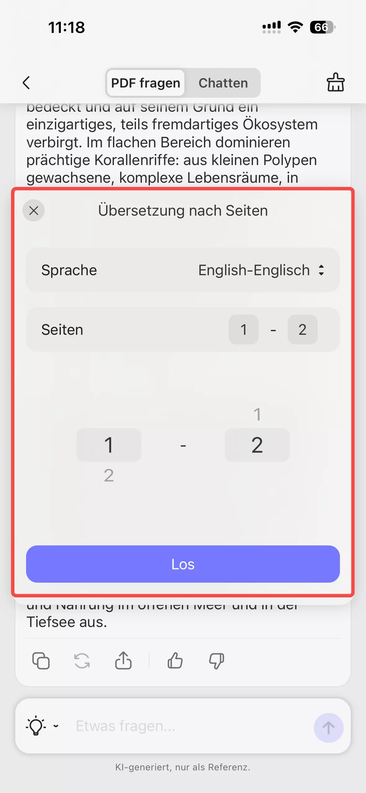ausgewählte Seiten in eine andere Sprache konvertieren