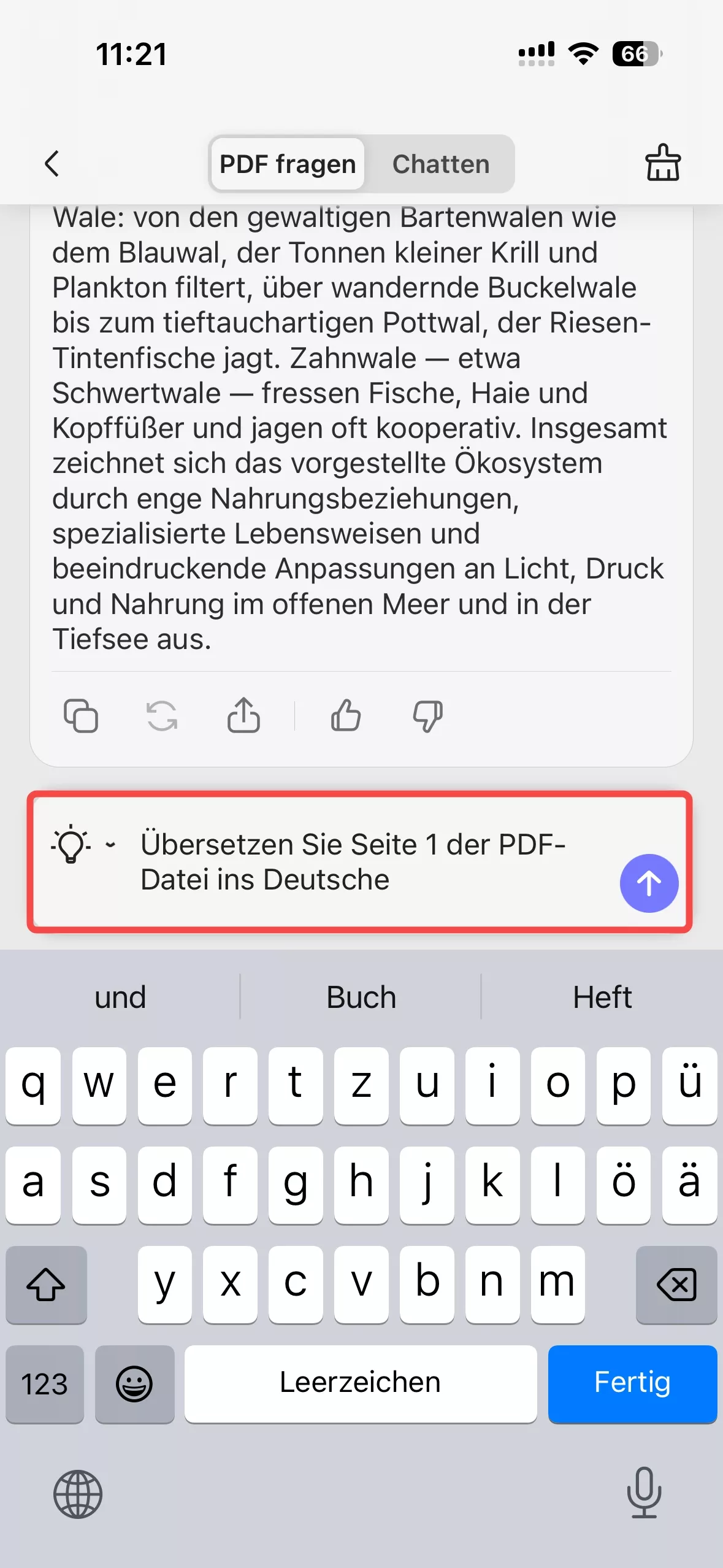 Eingabeaufforderung für die Übersetzung