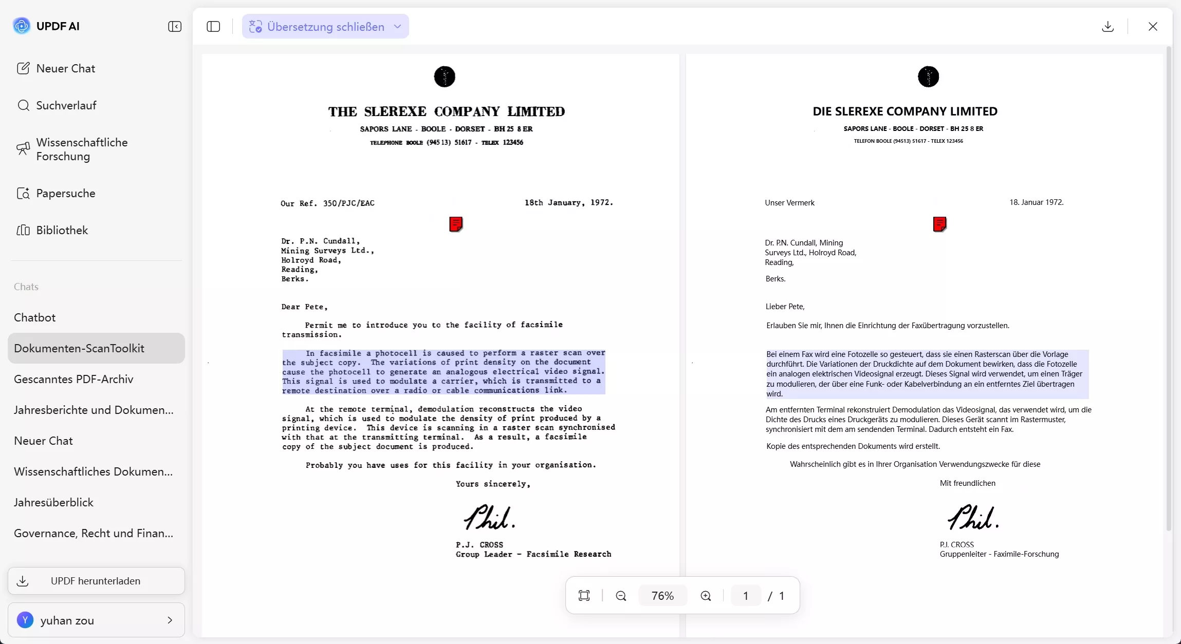 gescannte Dokumente übersetzen