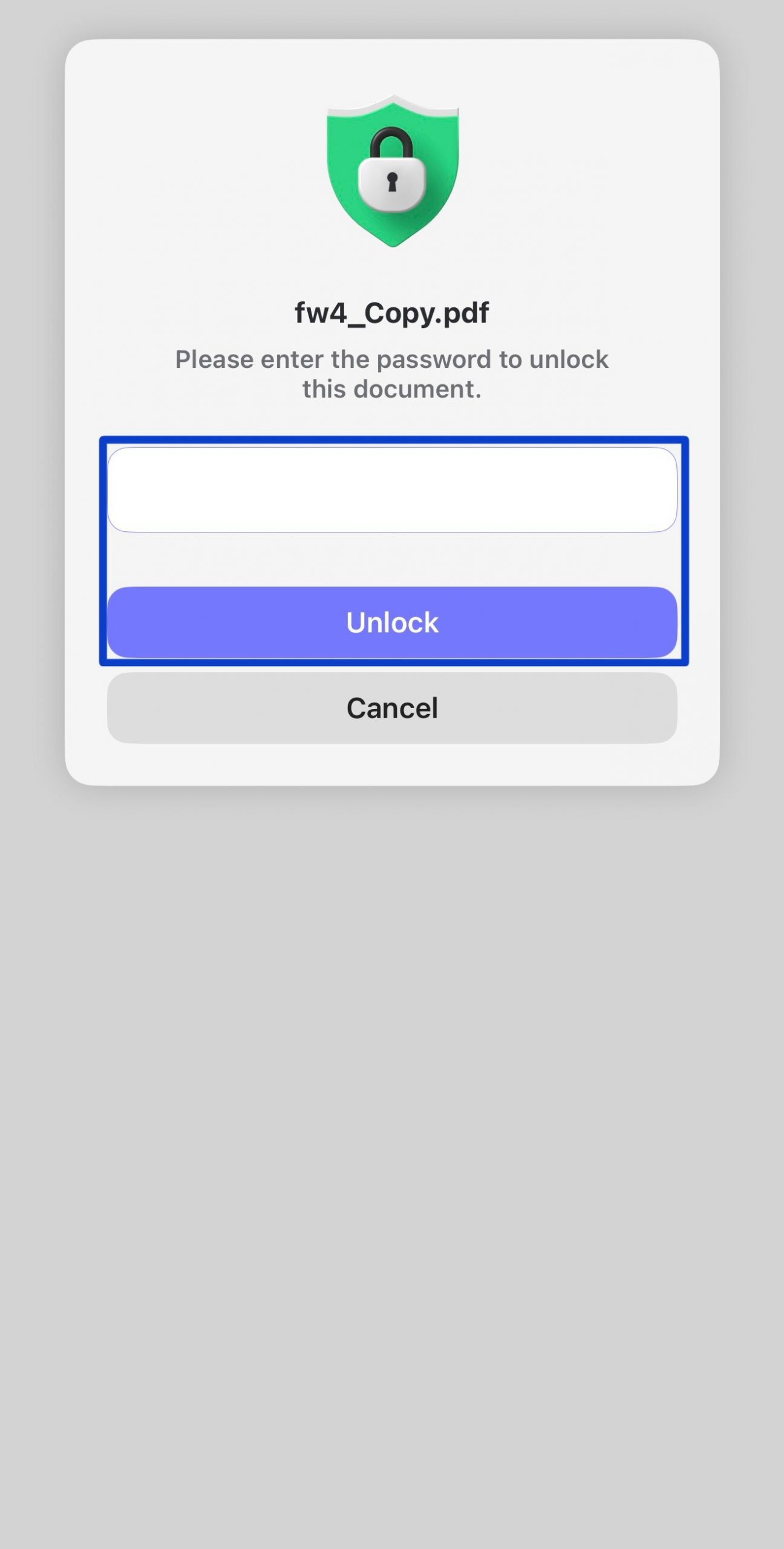 type the correct password for the file