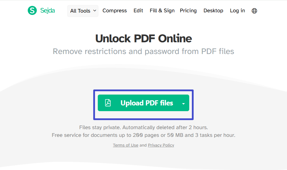 unlock permission protected pdf Sejda-1