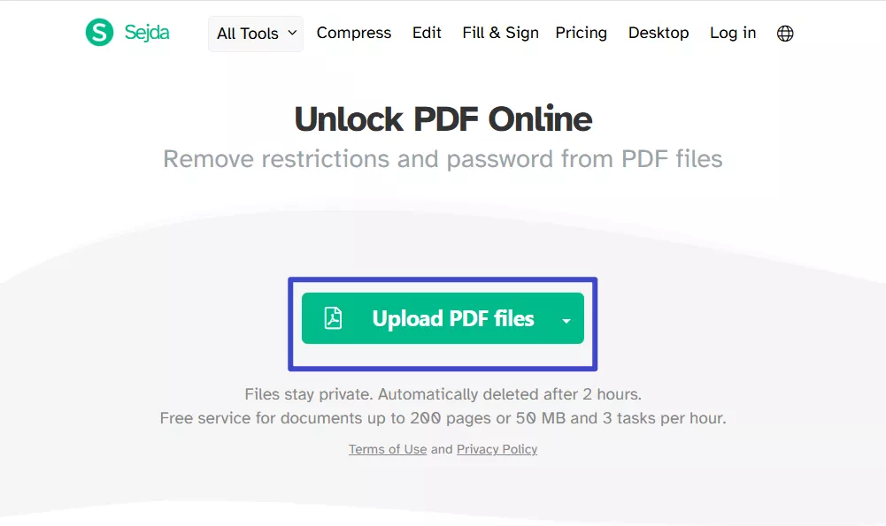 unlock permission protected pdf Sejda-1